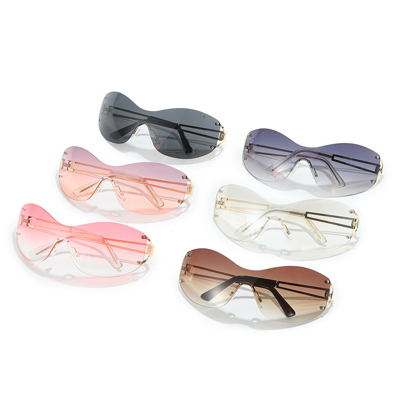 Futuristic Ultra-Wrap Sunglasses with Metallic Accents Kalsten