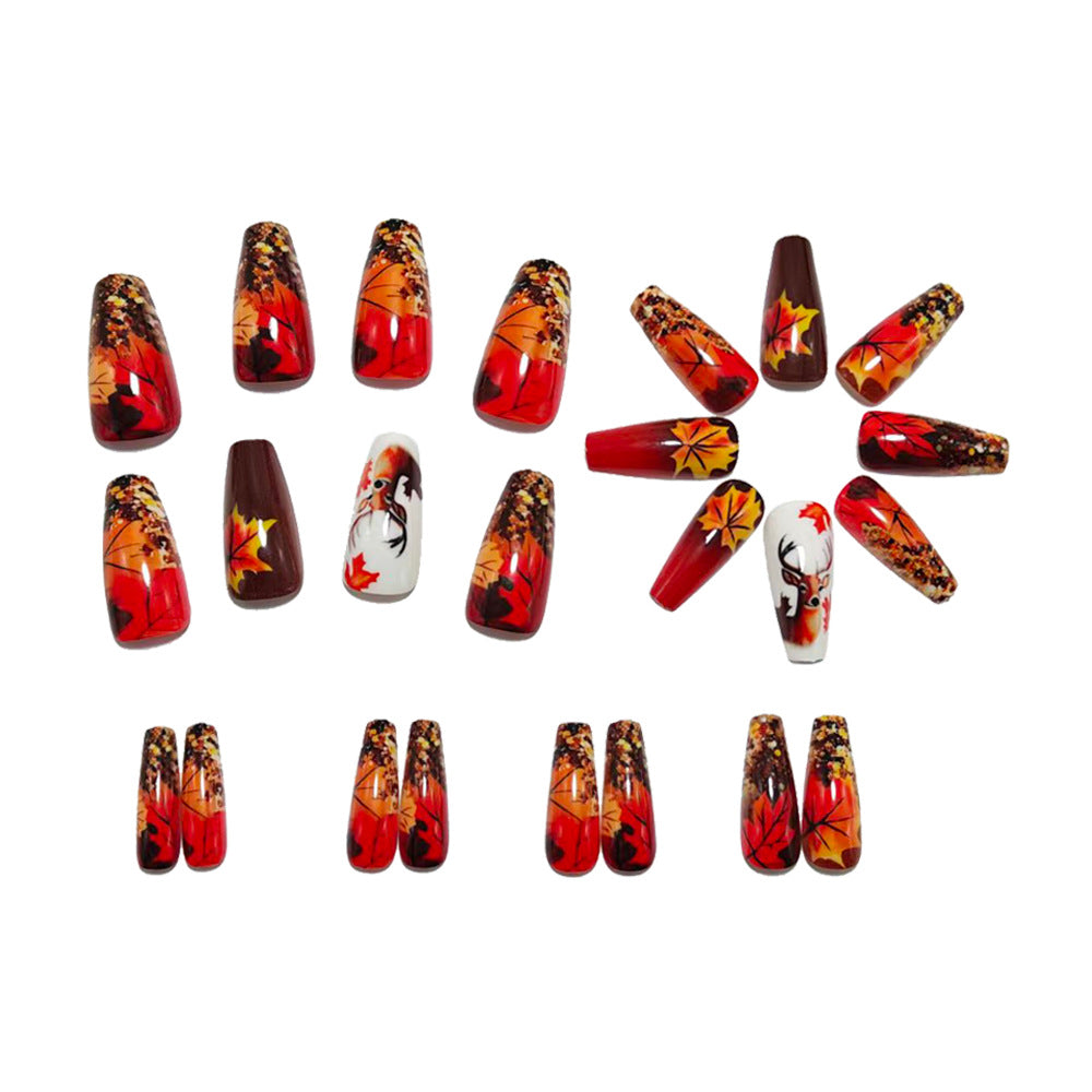 Artificial nail art with autumn leaf design Kalsten