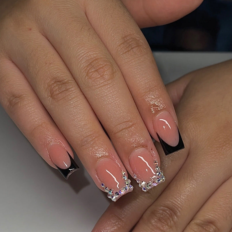 Elegant Acrylic Press-On Nails with Glamorous Rhinestone Accents Kalsten