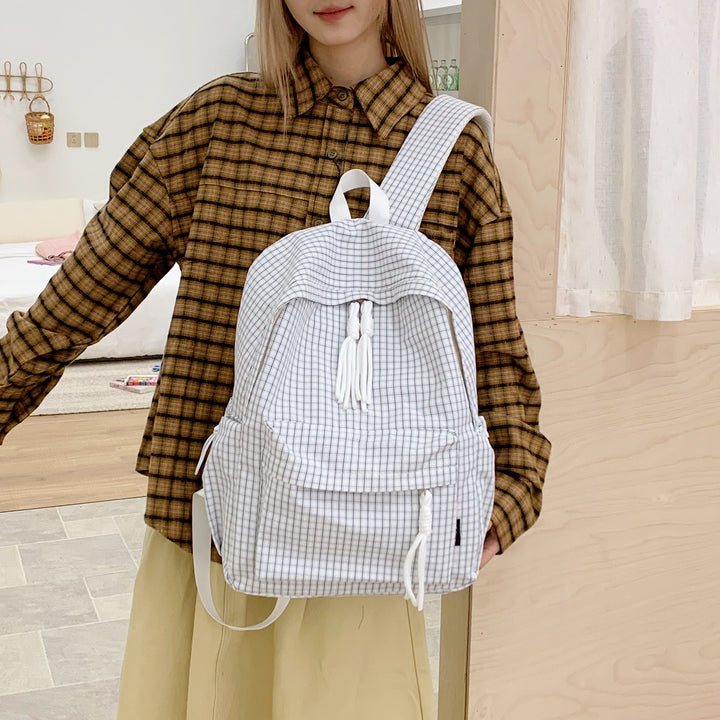 Lightweight Grid Pattern Drawstring Backpack Kalsten