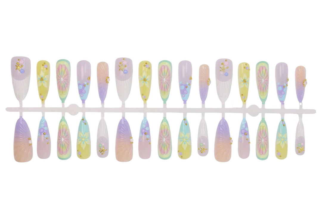 Artificial nail set with creative flower and glitter details Kalsten