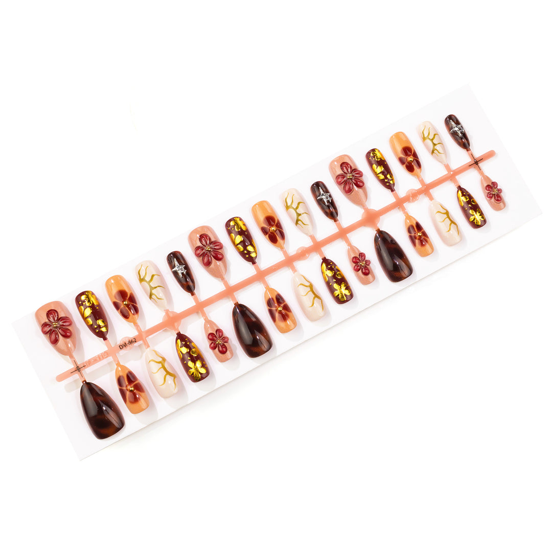Artistic Floral-Embellished Press-On Nails