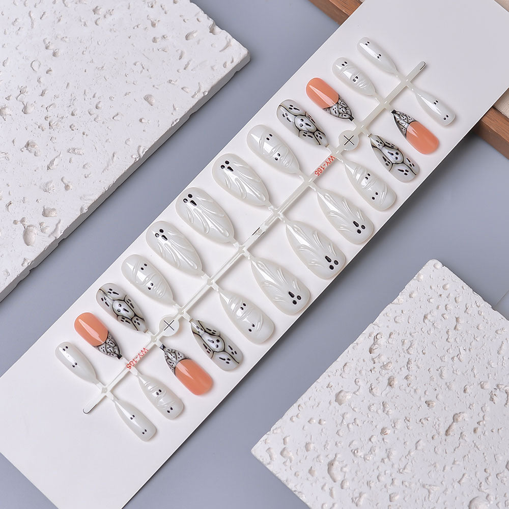 Artistic Ghost-Themed Press-On Nail Set Kalsten