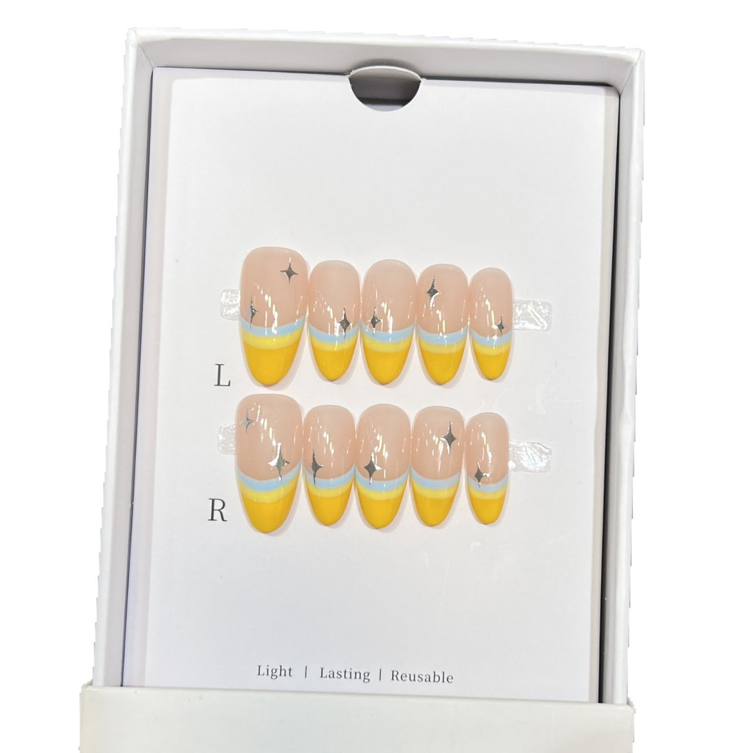 Stylish Press-On Nail Set with Unique Colorful Design Kalsten