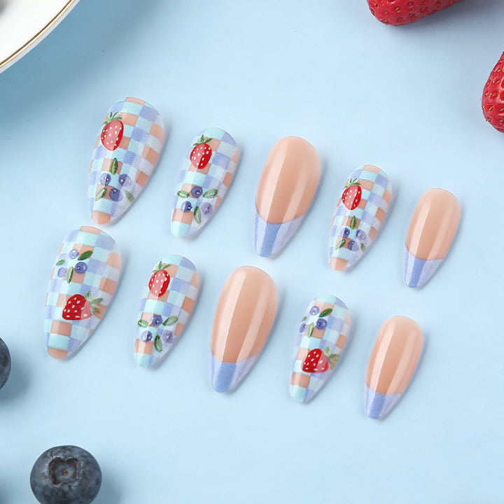 Artistic Strawberry-Themed Press-On Nails Kalsten