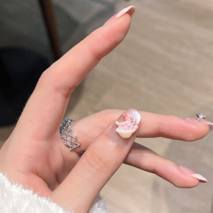 Elegant Floral Embellished Press-On Nail Set Kalsten