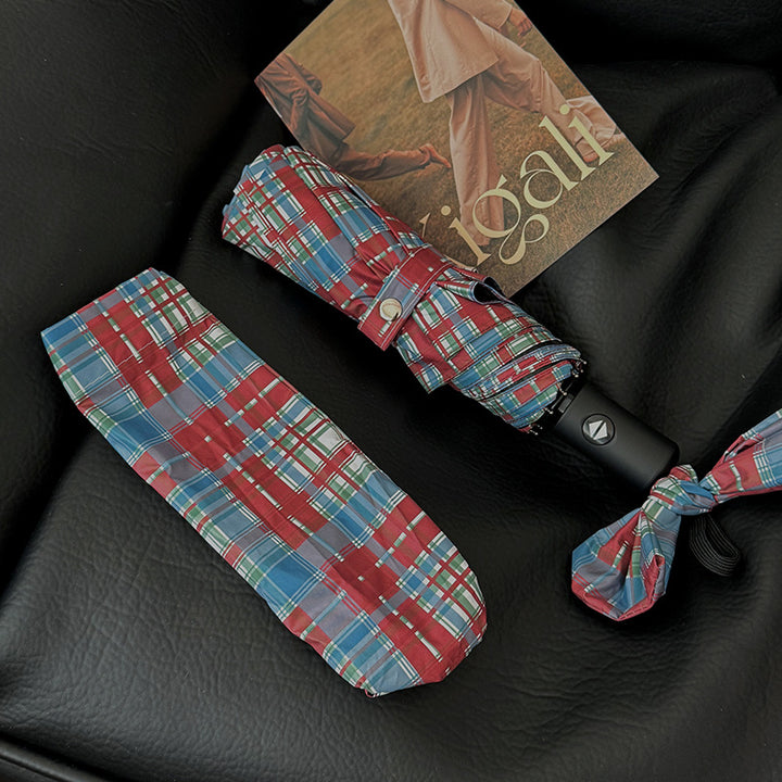 Women's Folding Umbrella in Modern Check Pattern Kalsten