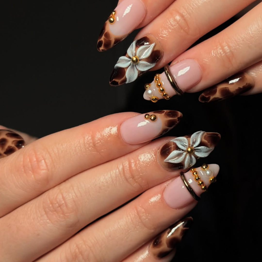 3D Floral Design Stiletto Nail Art Extensions Kalsten
