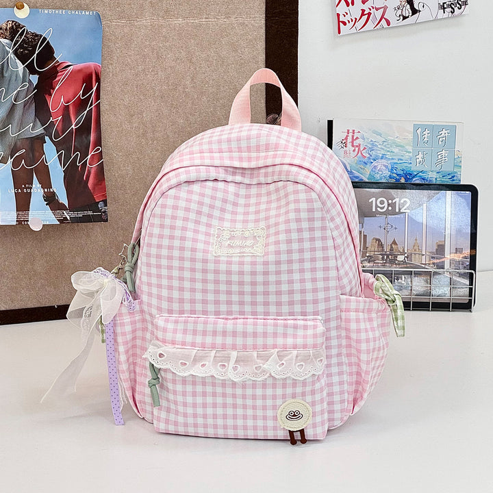 Cute Gingham Print School Backpack Kalsten