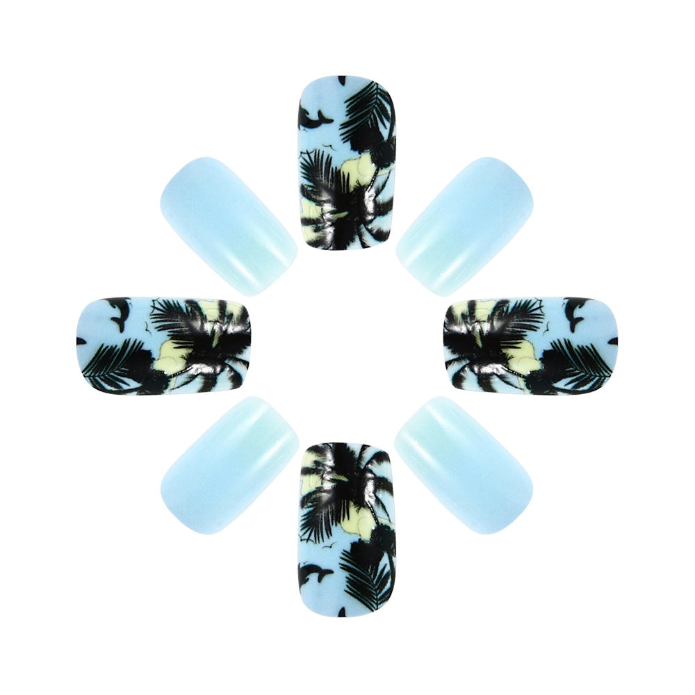 Tropical Beach-Themed Press-On Nail Art Kalsten