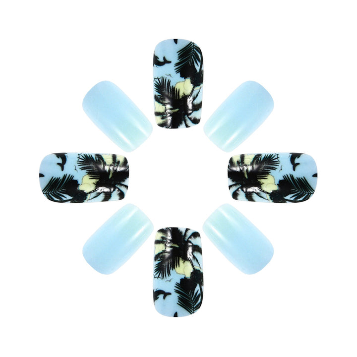 Tropical Beach-Themed Press-On Nail Art Kalsten