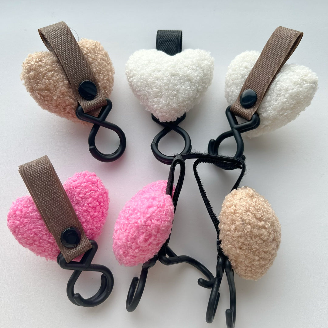 Plush Heart Pacifier Holder with Silicone Teething Ring