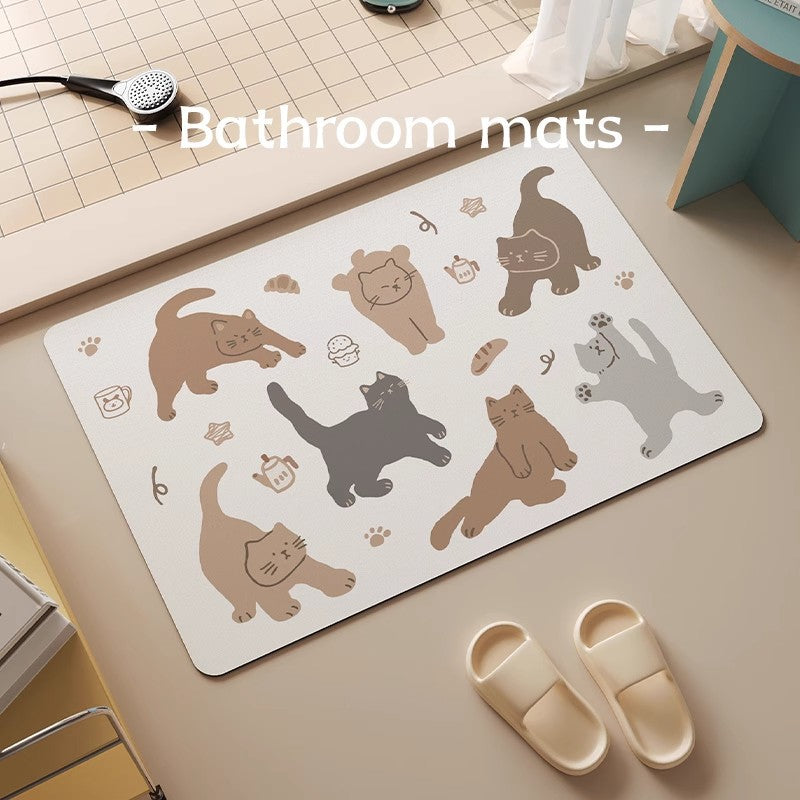 Playful Cat-Themed Bath Mat