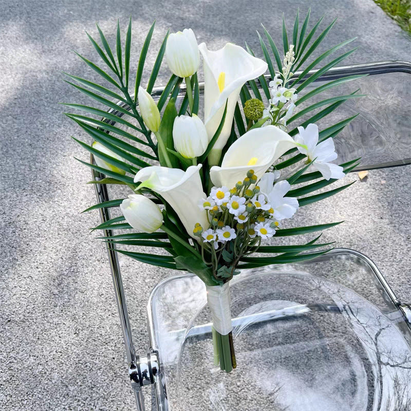 Artificial Flower Bouquet with Tropical Greenery