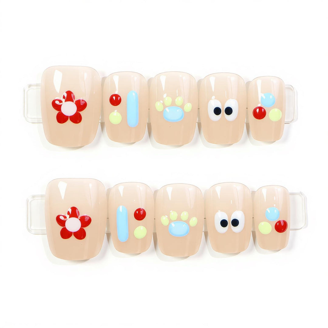 Whimsical Character-Themed Press-On Nail Art Set Kalsten