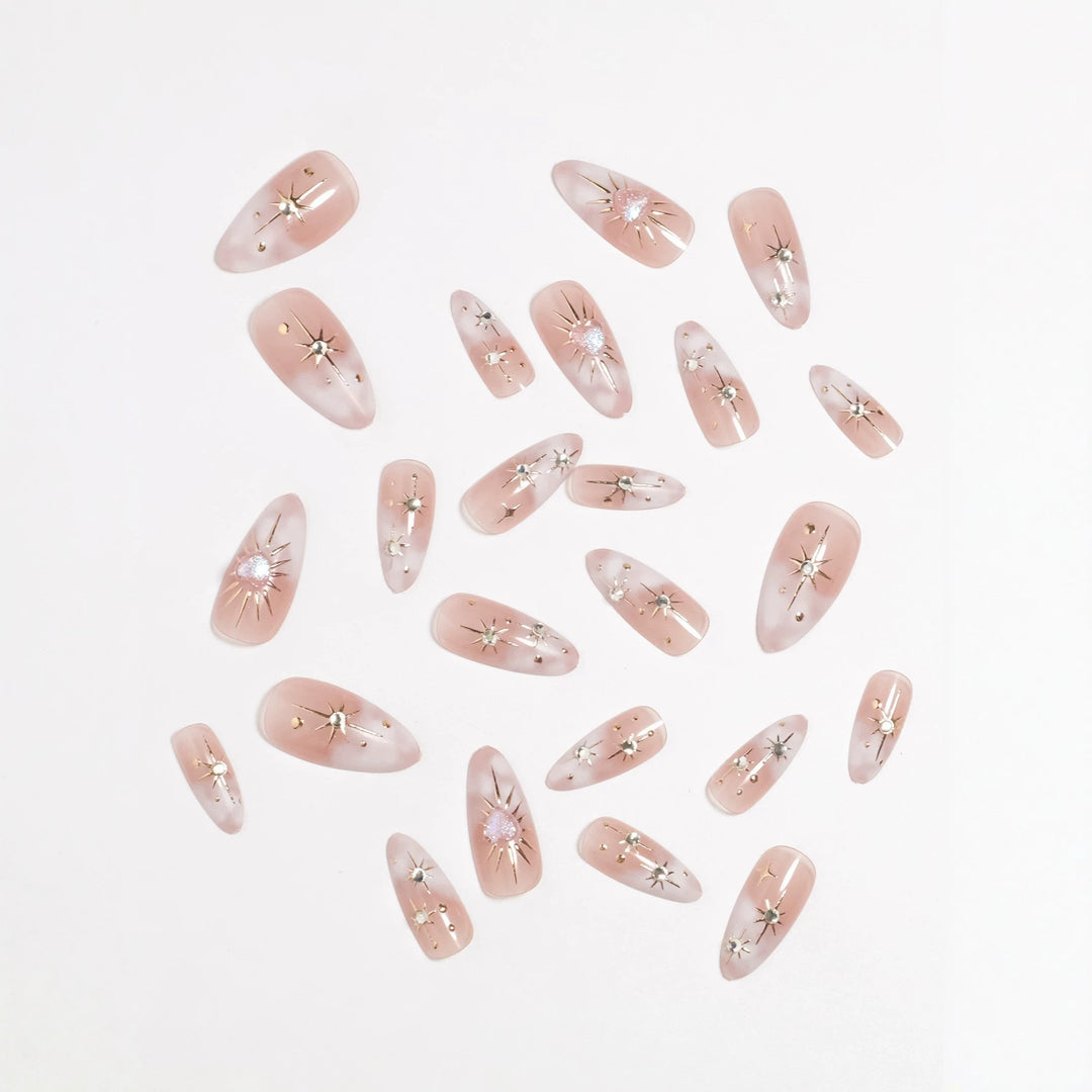 Artistic Star-Embellished Press-On Nail Set Kalsten