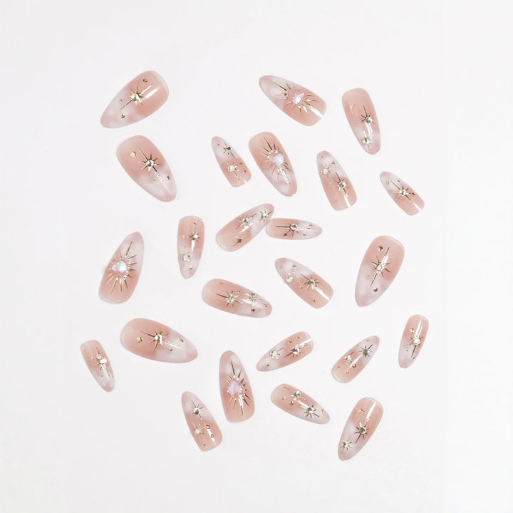 Artistic Star-Embellished Press-On Nail Set Kalsten