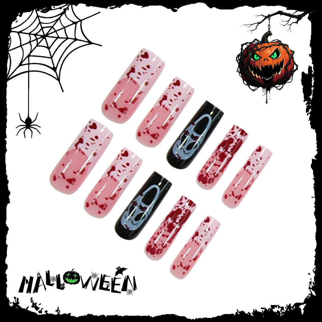 Halloween Fake Nail Set with Exciting Bloody Designs and Creepy Motifs Kalsten