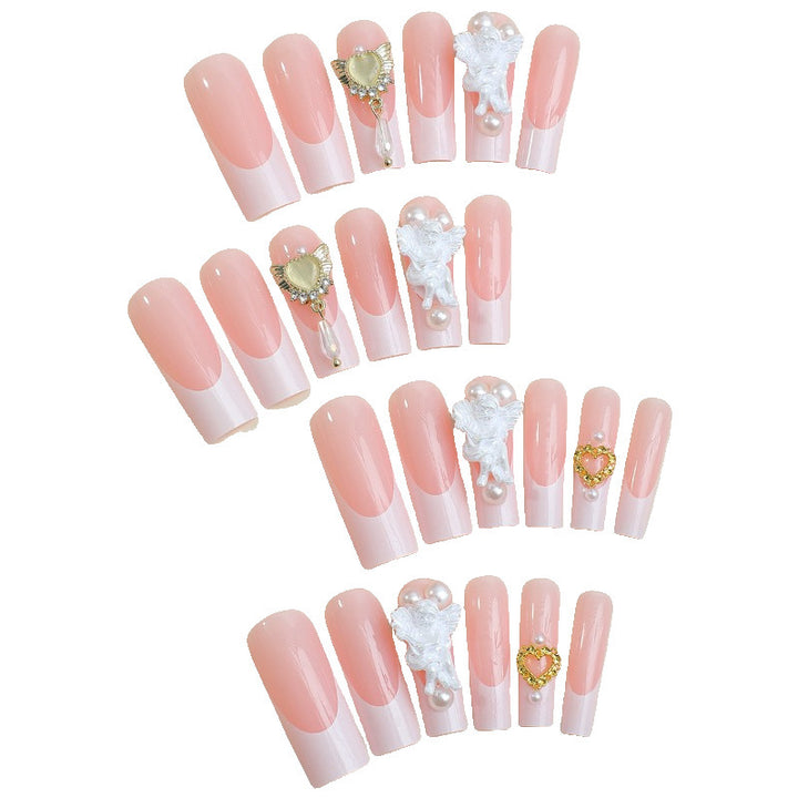 Artificial nail set with luxurious flower and pearl decorations Kalsten