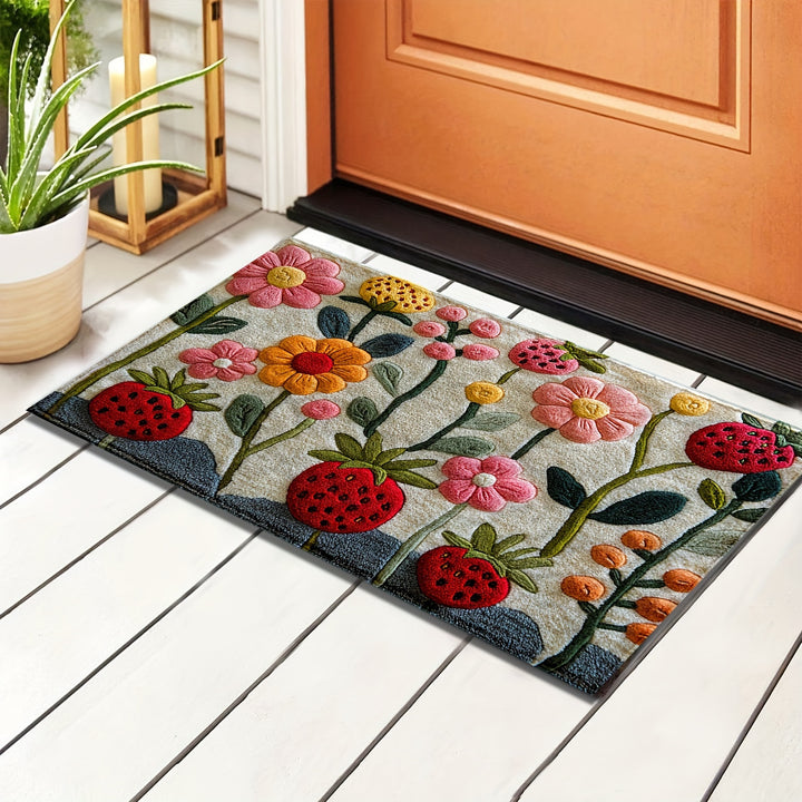 Embroidered Floral Kitchen Mat