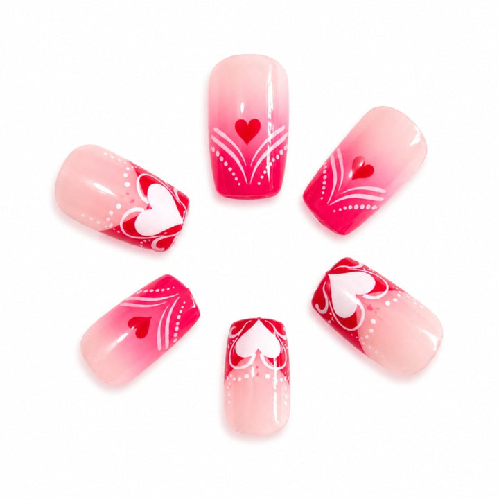 Heart-Embellished Press-On Nail Set Kalsten