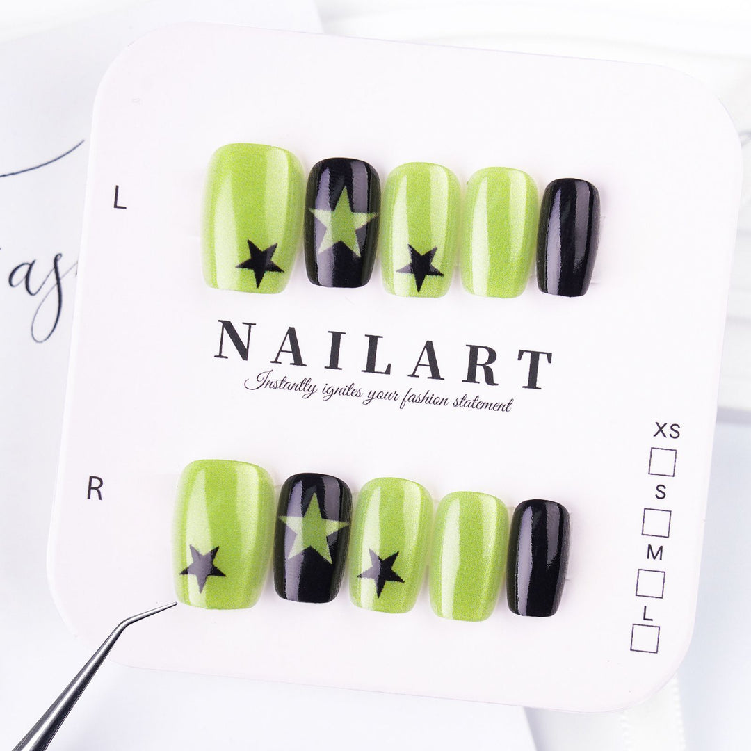 Artistic Press-On Nail Set with Cute Character Designs Kalsten