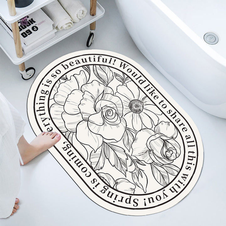 Floral-Themed Bathroom Mat