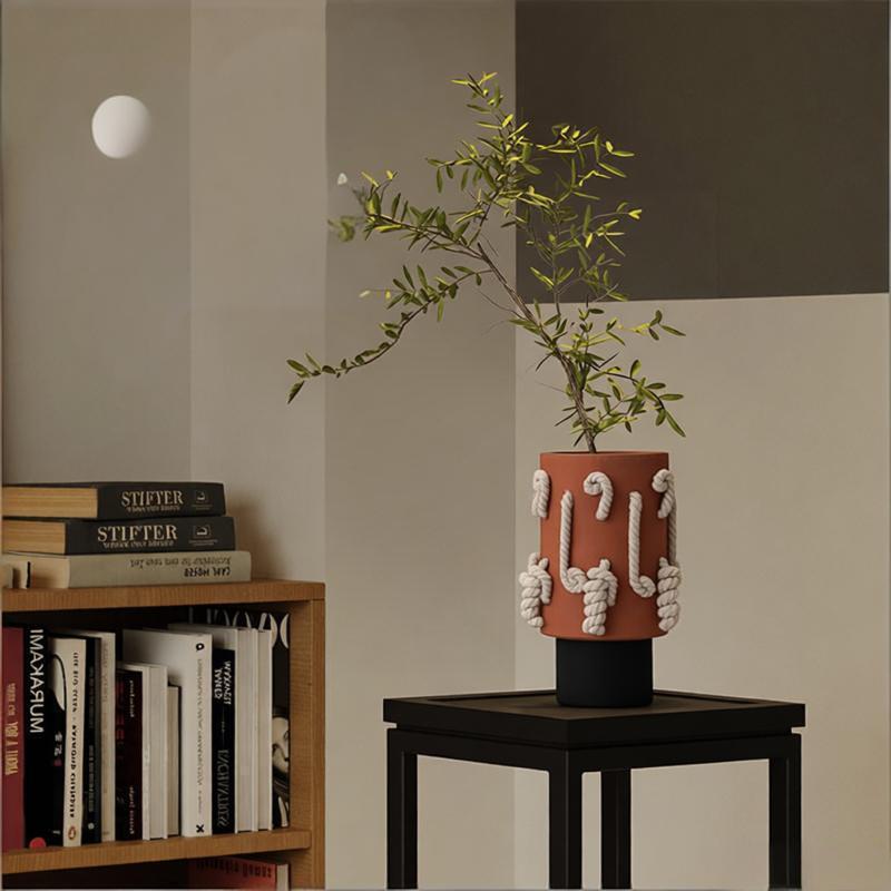 Decorative Rope-Trimmed Planter