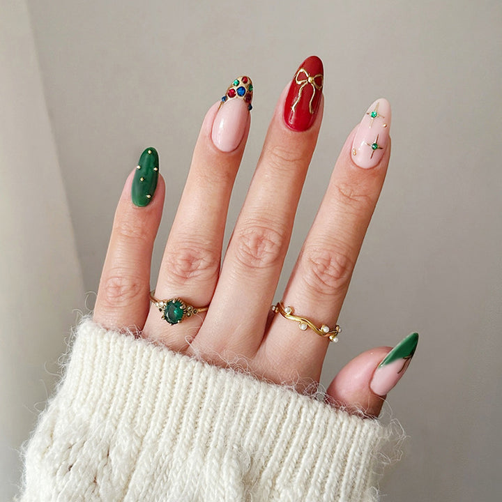 Premium Multicolor Press-On Nail Set with Decorative Accents Kalsten
