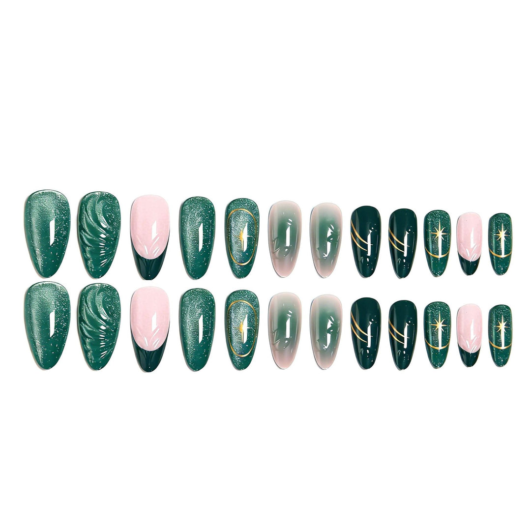 Acrylic nail set with elegant shine and 3D design accents Kalsten