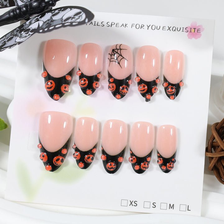 Halloween Art Nail Set with Creative Pumpkin and Spider Designs Kalsten
