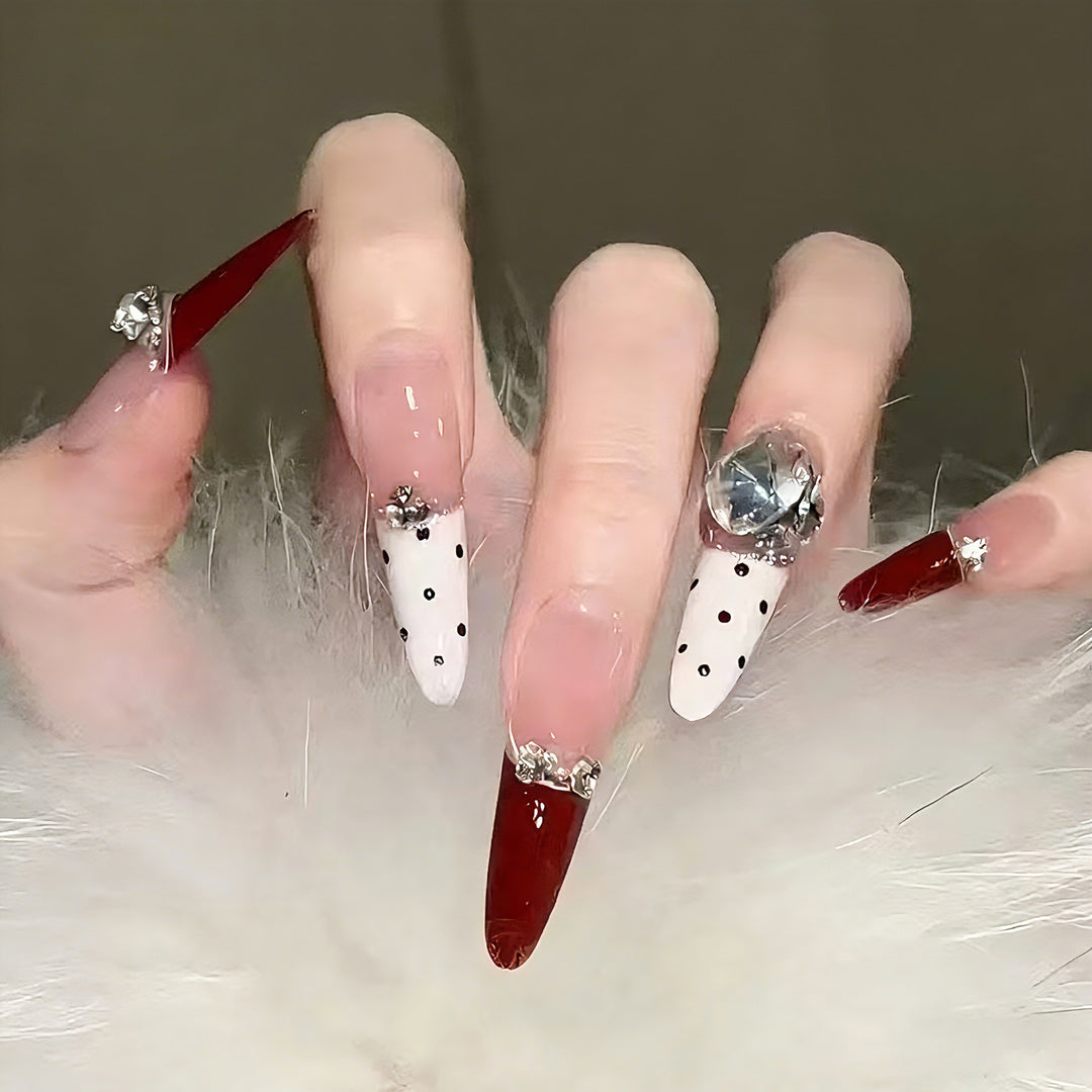 Glamorous artificial nail designs with crystal embellishments Kalsten