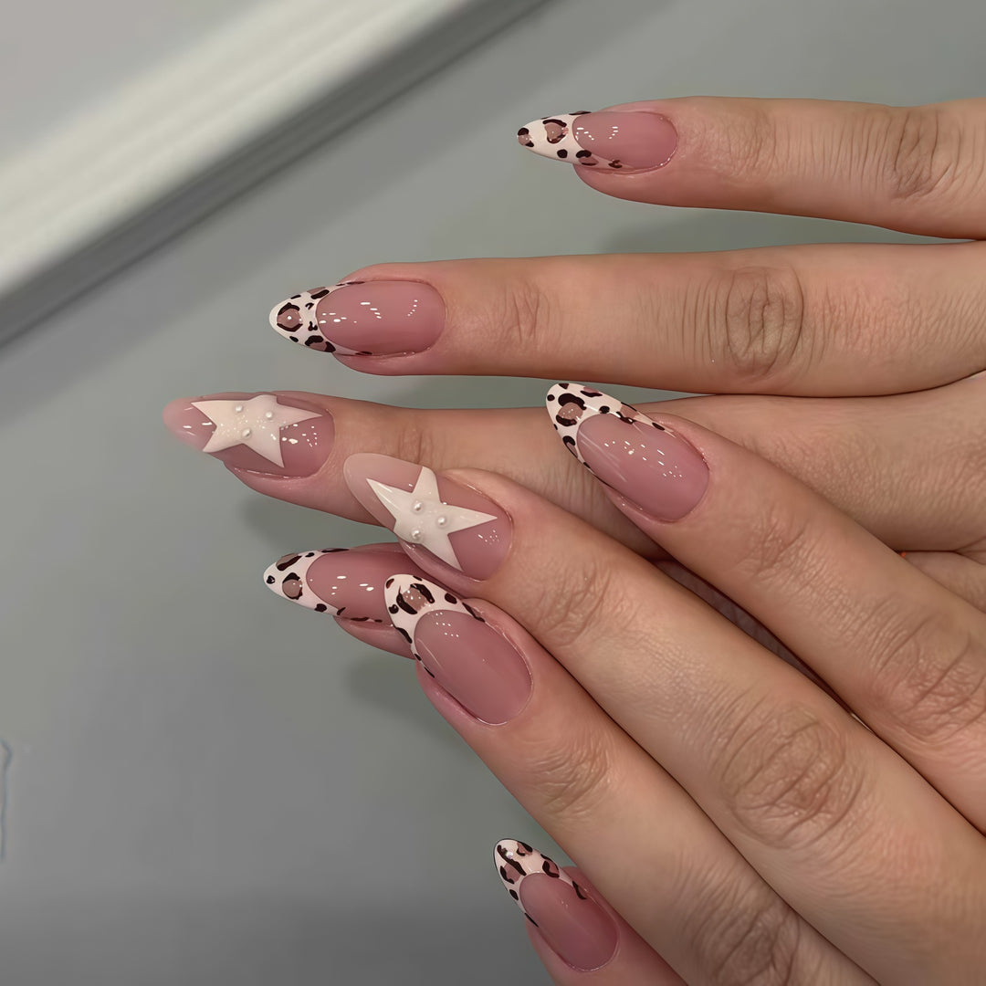 Artistic Star and Animal Print Nail Art Extensions Kalsten
