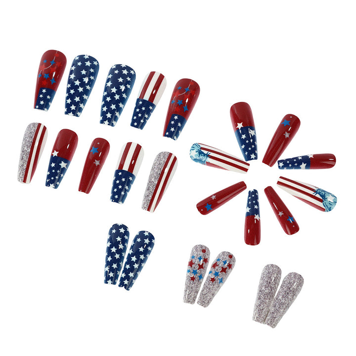Festive artificial nails with patriotic motifs Kalsten