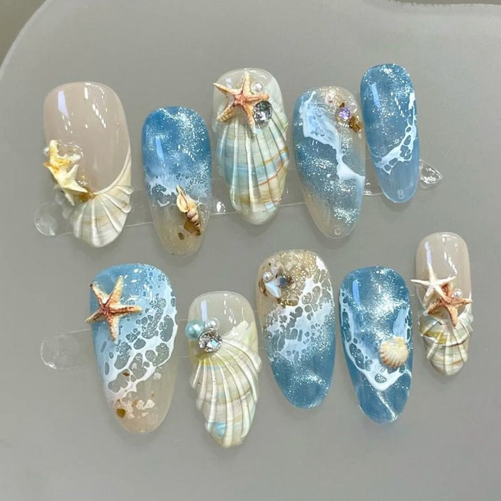 Nail art set with floral patterns and ombre effects Kalsten