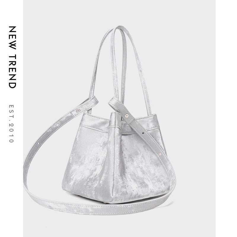 Velvet Drawstring Bucket Bag with Adjustable Strap