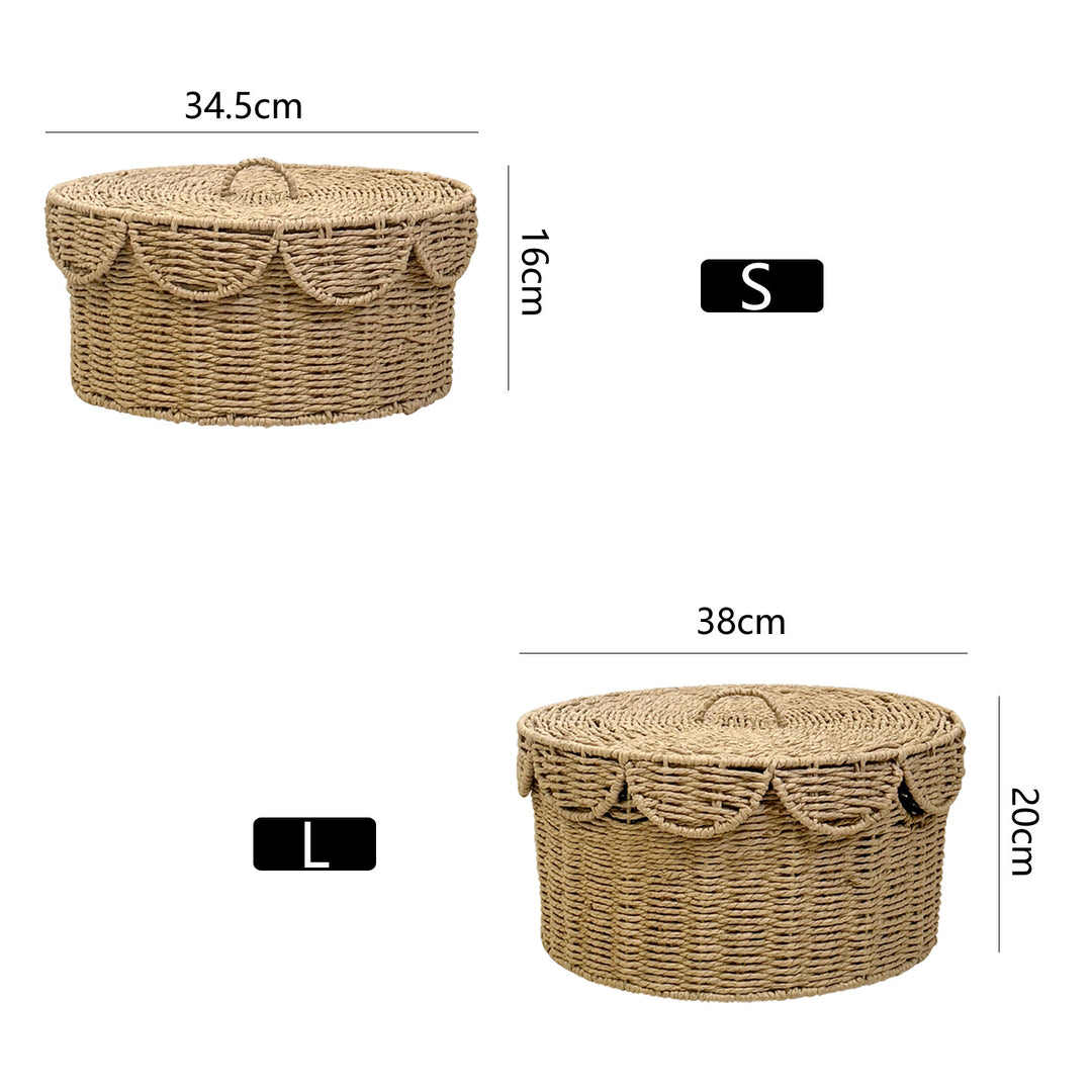 Rustic storage basket with lid Kalsten