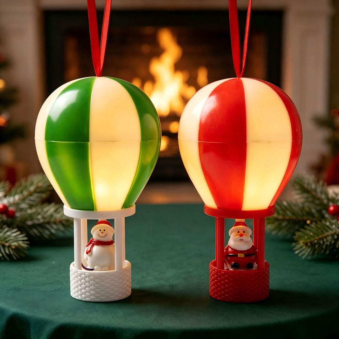 Christmas decoration hot air balloon with snowman