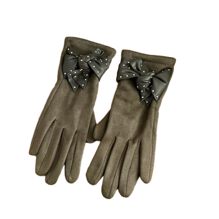 Elegant Bow-Embellished Touchscreen Gloves Kalsten