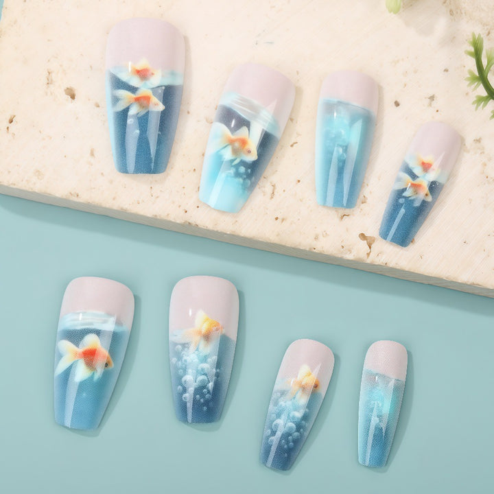 Creative artificial nails with underwater motif Kalsten