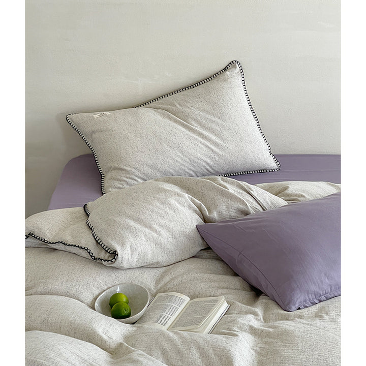 High-quality bedding set made of cotton-linen with fine texture and contrasting decorative seam