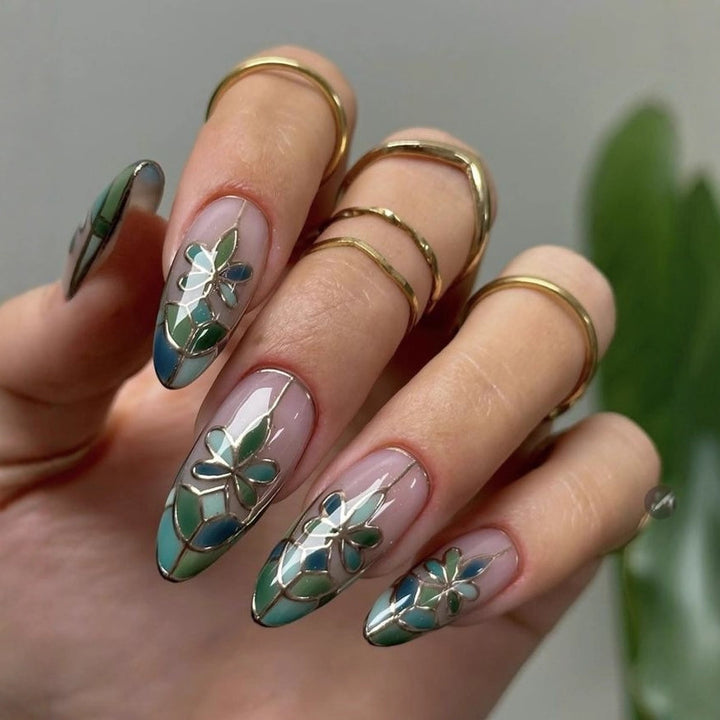 French Art Nails with Floral Design Kalsten