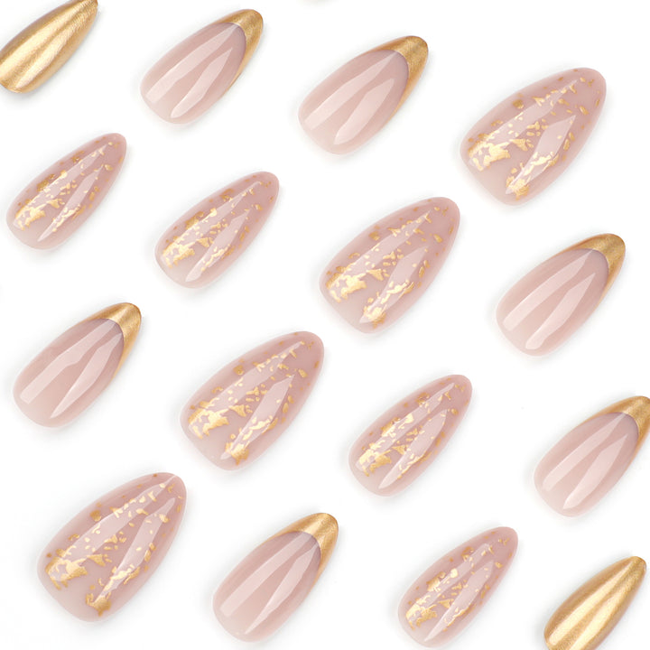 Artistic Stiletto Nails with Glitter and Gold Accents Kalsten