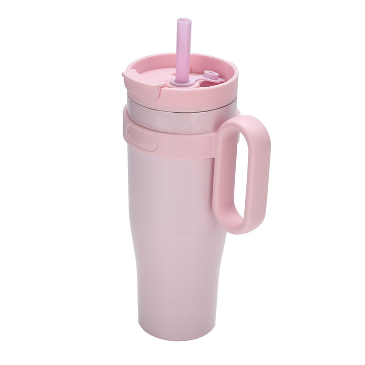 Ladies' insulated drinking cup with non-slip handle and integrated straw Kalsten