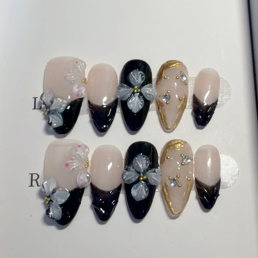 Floral Embellished Press-On Nail Art Set