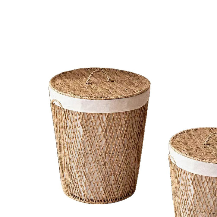 Natural fiber laundry basket with lid Kalsten