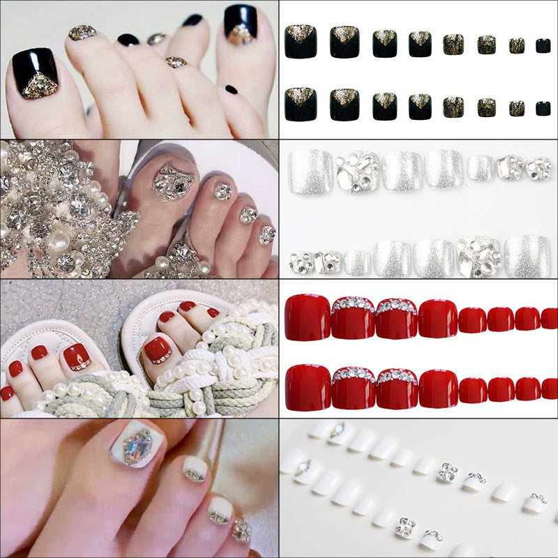 Premium Rhinestone-Embellished Press-On Toenail Set Kalsten