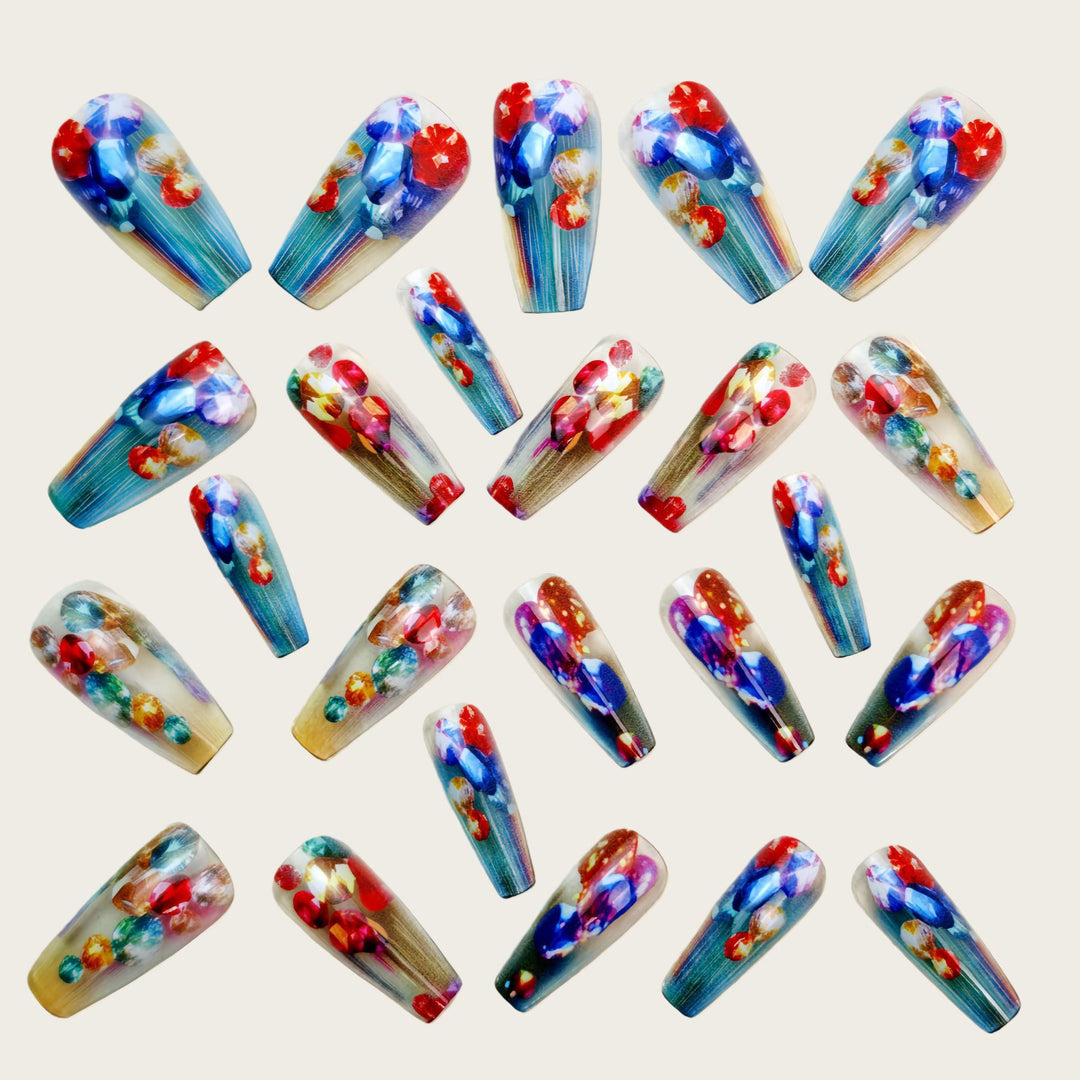 Artificial nails with sparkling crystal decorations Kalsten