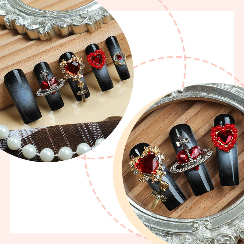 Decorative Nail Art Set with Heart and Gem Accents kalsten