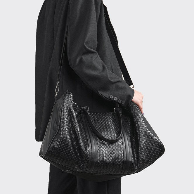 Premium Woven Leather Weekend Duffel Bag Kalsten